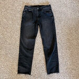 Rough hem black jeans